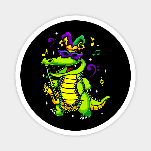 Cute Mardi Gras Alligator for Kids or Adults Magnet by Aleem James